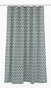 LJ Home Fashions 283 Metro Chevron Geometric Designed Shower Curtain Liner and Ring Set (14 Pieces), Deep Green/Linen Beige