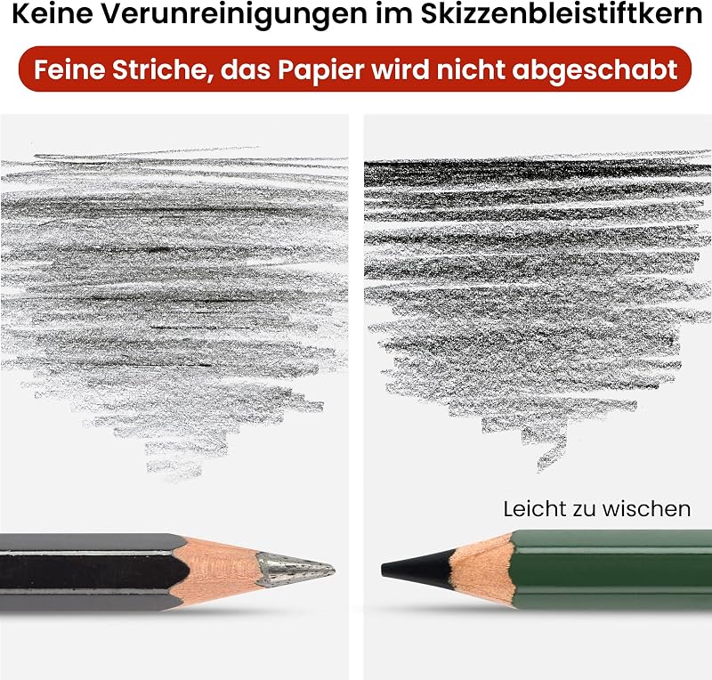Skizzen Zeichen Bleistift Set Anfänger ideal zum Schattieren für Zeichnen, Skizzieren für Künstler, Erwachsene, Teenager (Skizzenbleistift Set 25 Stück)