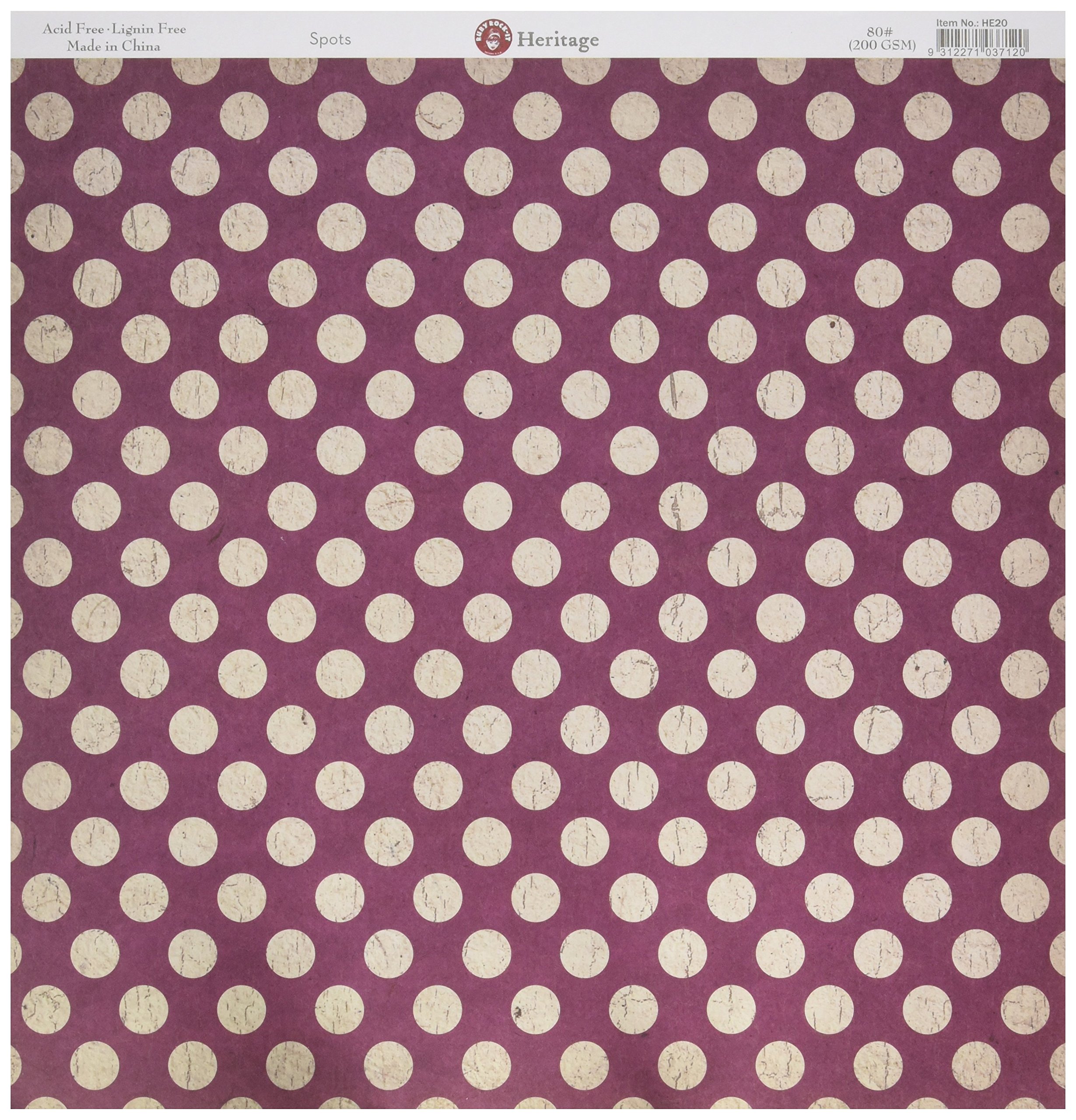 Ruby Rock-It Spots-Heritage DS Paper 12-inch, Acrylic, Multicolour, 31.11x30.48x0.1 cm
