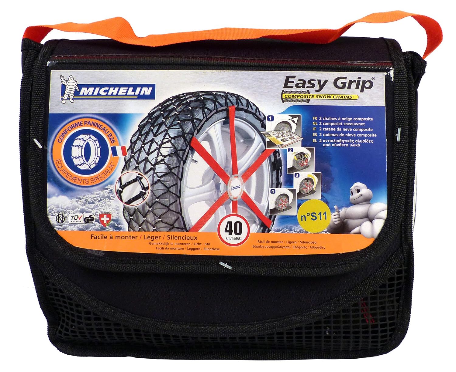 2 pieces ABS and ESP compatible Michelin 92304 Textile snow chains Easy
