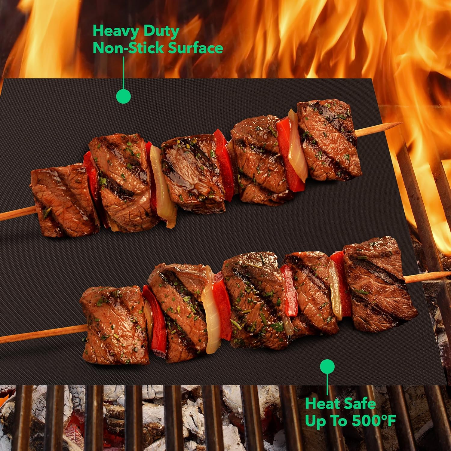 Vremi Grill Sergeant BBQ Mat Set - 5 Heavy Duty, Non-Stick, Heat Resistant and BPA-Free Reusable Grill Mats - Compatible with Propane, Natural Gas, Charcoal and Electric Grills, Smokers and Ovens : Garden & Outdoor