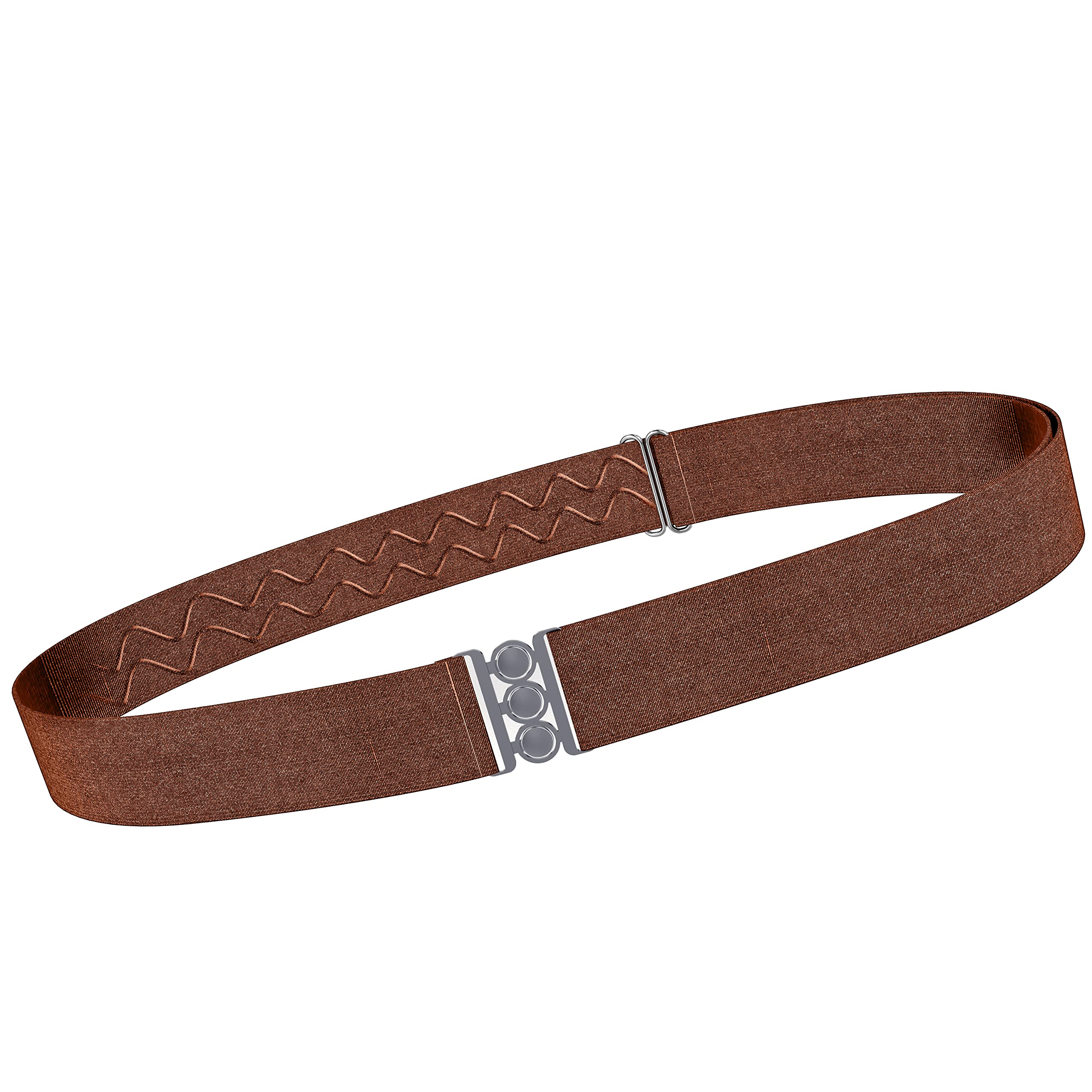 Photo 1 of ONE-BELT No Show Invisible Elastic Belts for Women | Non Slip | Fits waist upto 50 Inch (Silver - Cognac, L -XXL)