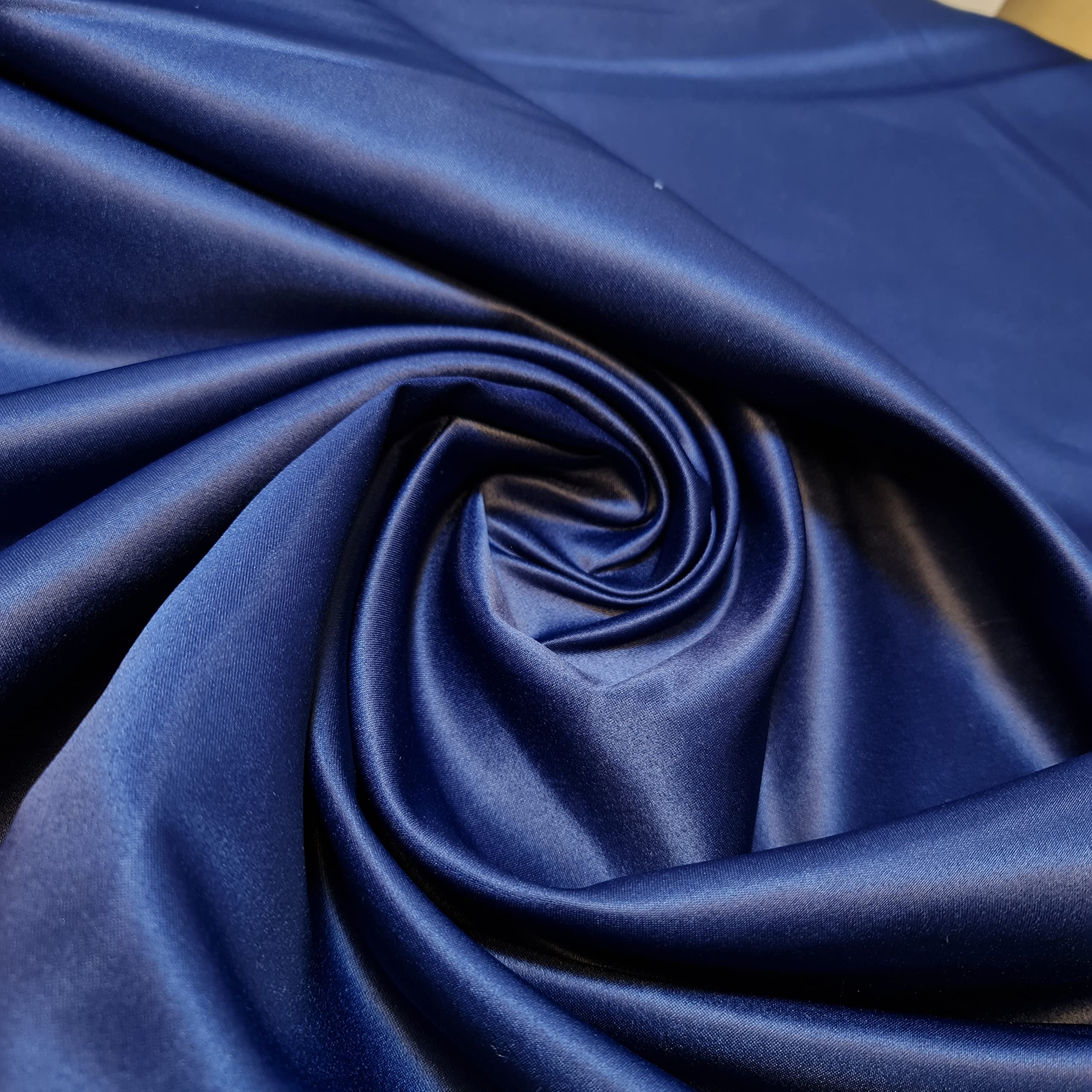 Premium Dull Duchess Bridal Satin Fabric Bridal Dress Prom Material Crepe Back (Pre Cut 1 Meter - Navy Blue)