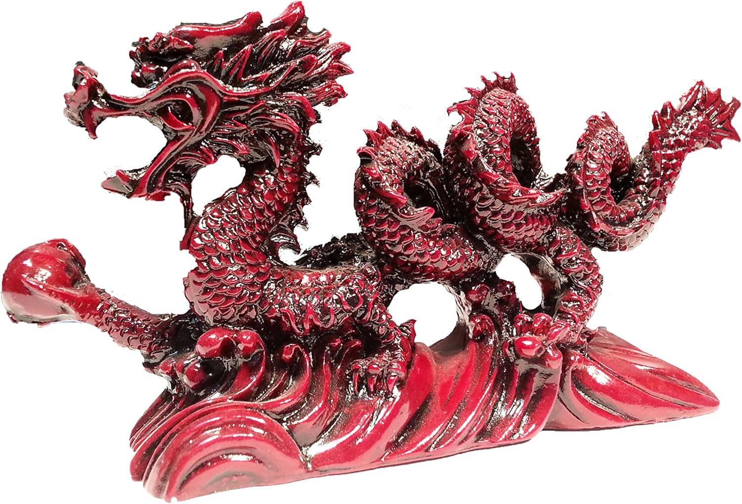 Chinese Feng Shui Red Resin Dragon Statue and Figurines and Sculptures