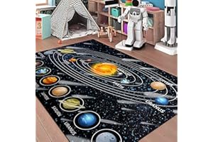 JIOSPET Galaxy Area Rugs for Kids Bedroom Outer Space Solar System Carpet Kids Rugs for Bedroom Boys Educational Learning Kids Rugs Carpet Kids Rugs for Playroom, 4'×5'