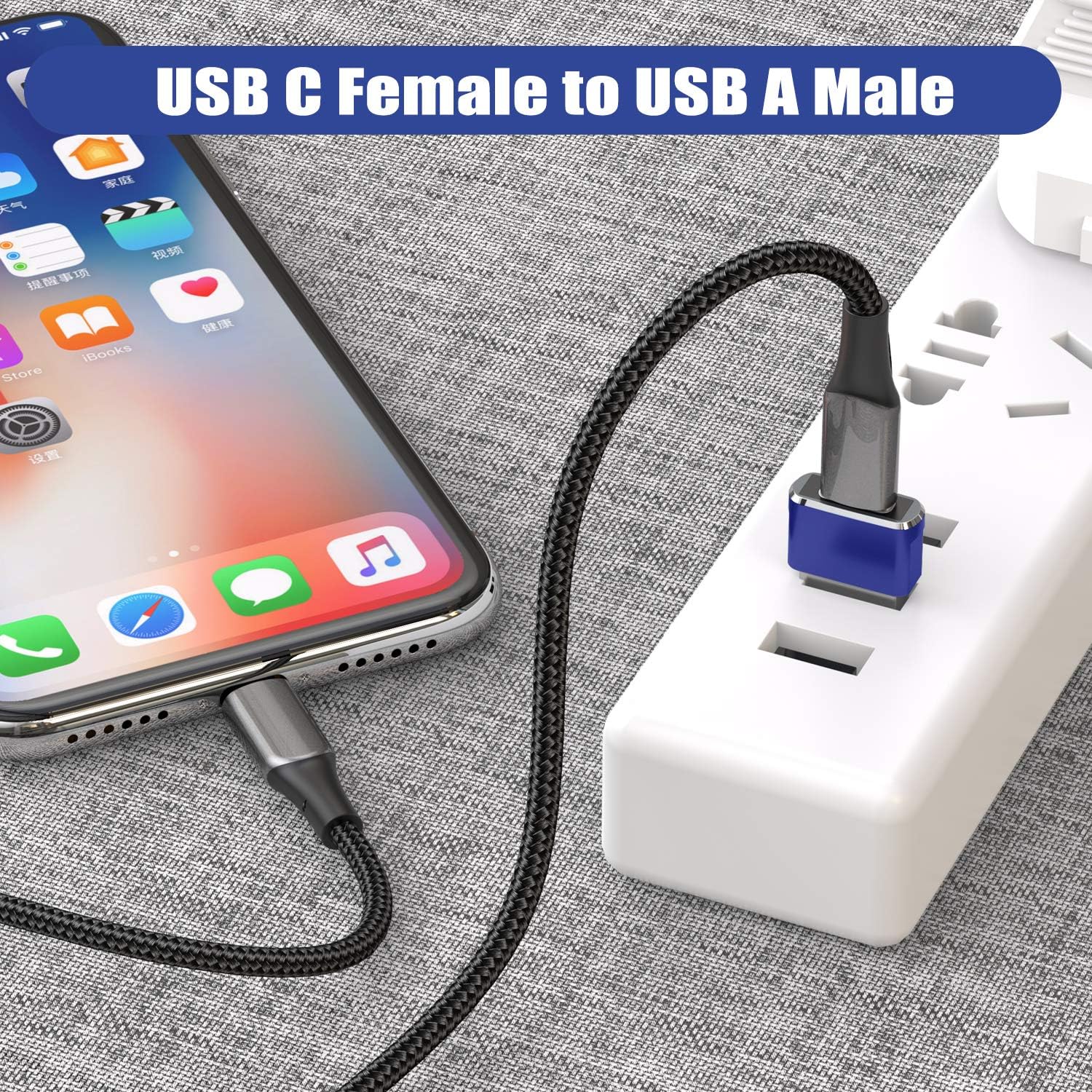 BASESAILOR for Samsung S25 USB to USB C Adapter 3Pack,Type C Female to USBA Male Cable Converter for Apple Watch iWatch Series 7 8,iPhone 17 16,iPad Air 4 5 Mini 7 6,Samsung Galaxy S24 S23 S22 S20 - Image 4
