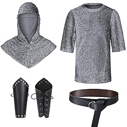 Renaissance Faux Chain Mail Armor Tunic Shirt Coif