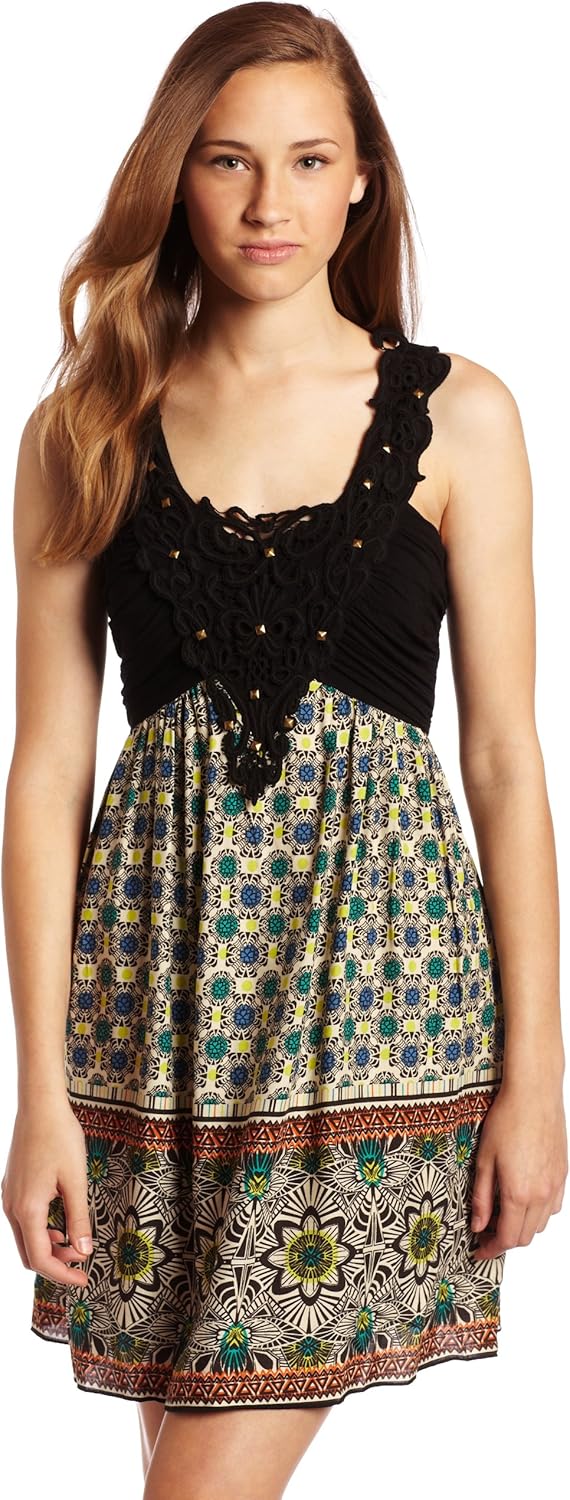 Xoxo Juniors Printed Sundress, Black, 7 at Amazon Women’s Clothing