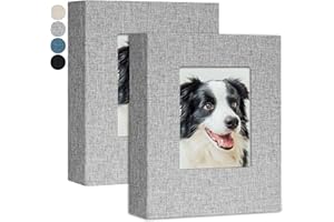 Yopih Small Photo Album 4x6 Photos 2 Pack Linen Cover Mini Photo Book 26 Page Holds 52 Pictures Artwork or Postcards Storage Grey