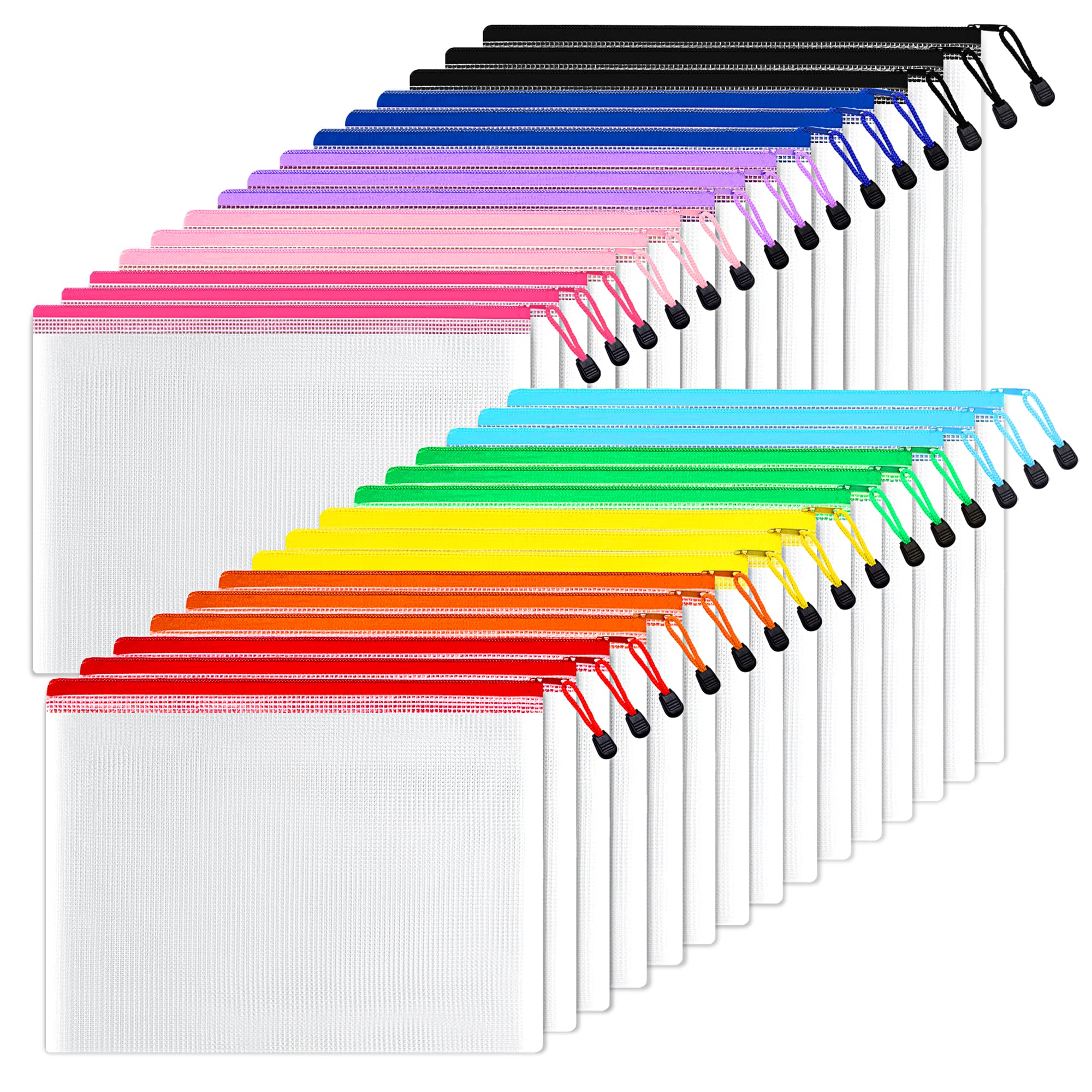 Photo 1 of SUNEE Mesh Zipper Pouch 10x14 in (10 Colors, 30 Packs), Large Mesh Zipper Pouch Bags for School Office Supplies, Puzzles & Games, Travel Accessories, Waterproof Zipper Pouches for Organizing