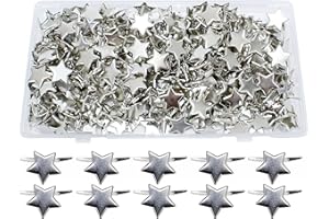 BESTCYC 14MM 200Pcs Creative Five-Pointed Star Designed Metal Brad Paper Fastener for DIY Paper Craft Stamping Scrapbooking Card Making Arts Crafts Fastening Supplies