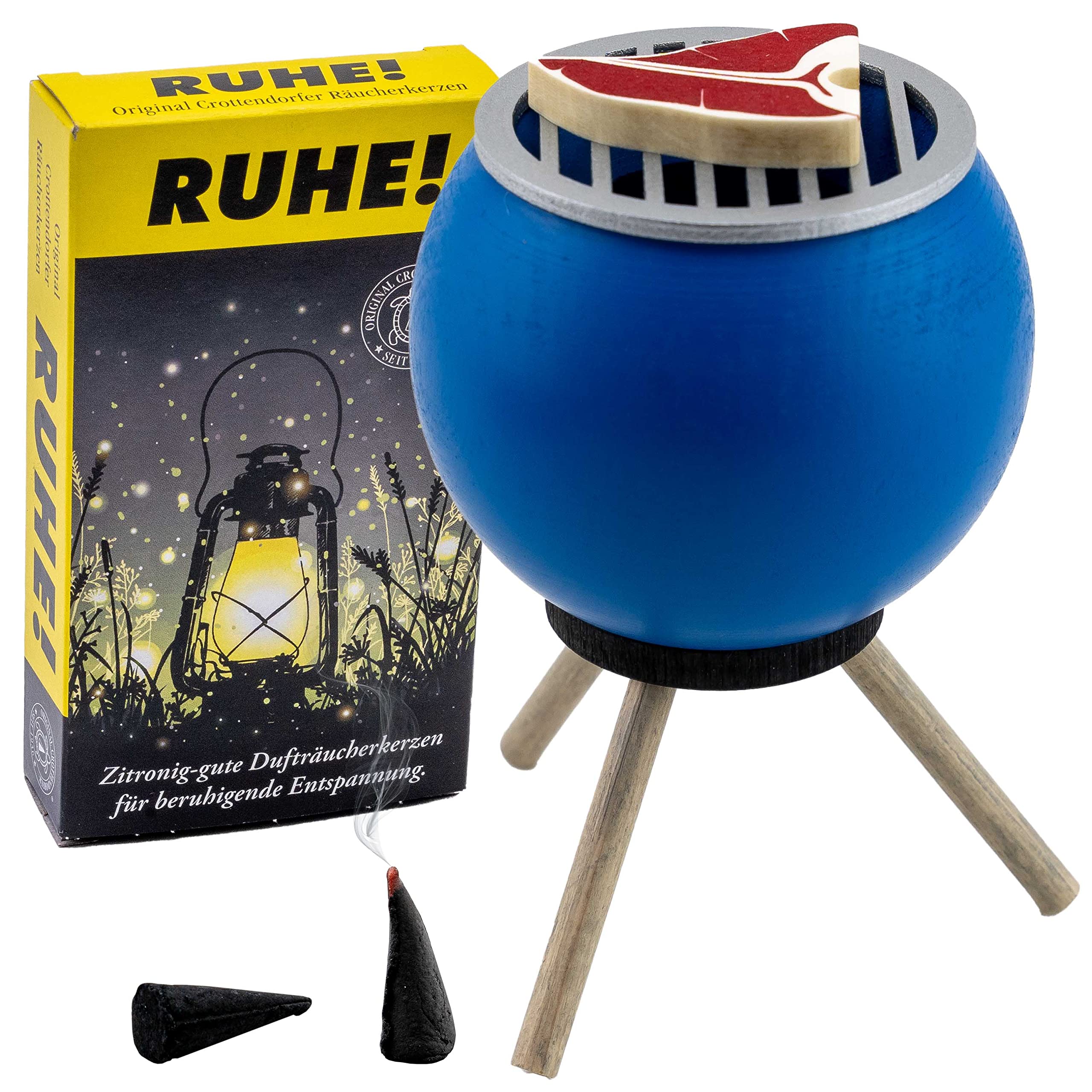 | Smoker grill oven | Smoking figure 10 cm | Grill + incense candles rest | Smoking grill with steak | 26303 | blue — image 1