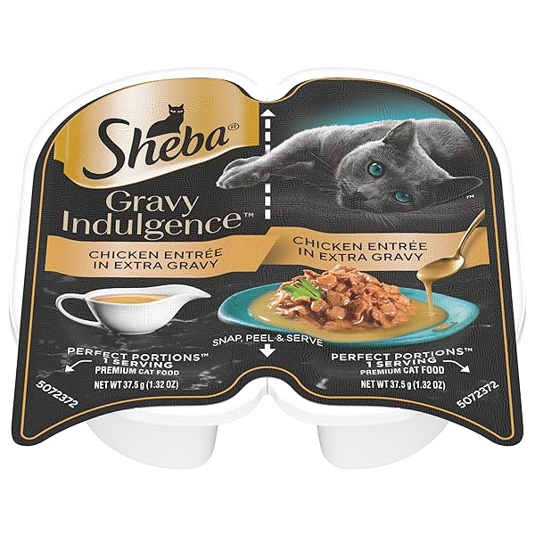 SHEBA GRAVY INDULGENCE ADULT WET CAT FOOD CHICKEN ENTREE IN EXTRA GRAVY, 2.6 OZ. TWIN-PACK TRAY