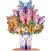 Paper Love HugePop 3D Butterfly Bouquet Pop Up Card, with Detachable Paper Flower Bouquet, For Birthday, Anniversary, Wedding, Thank You, All Occasions - Jumbo 10" x 14" Cards - Includes Envelope and Note