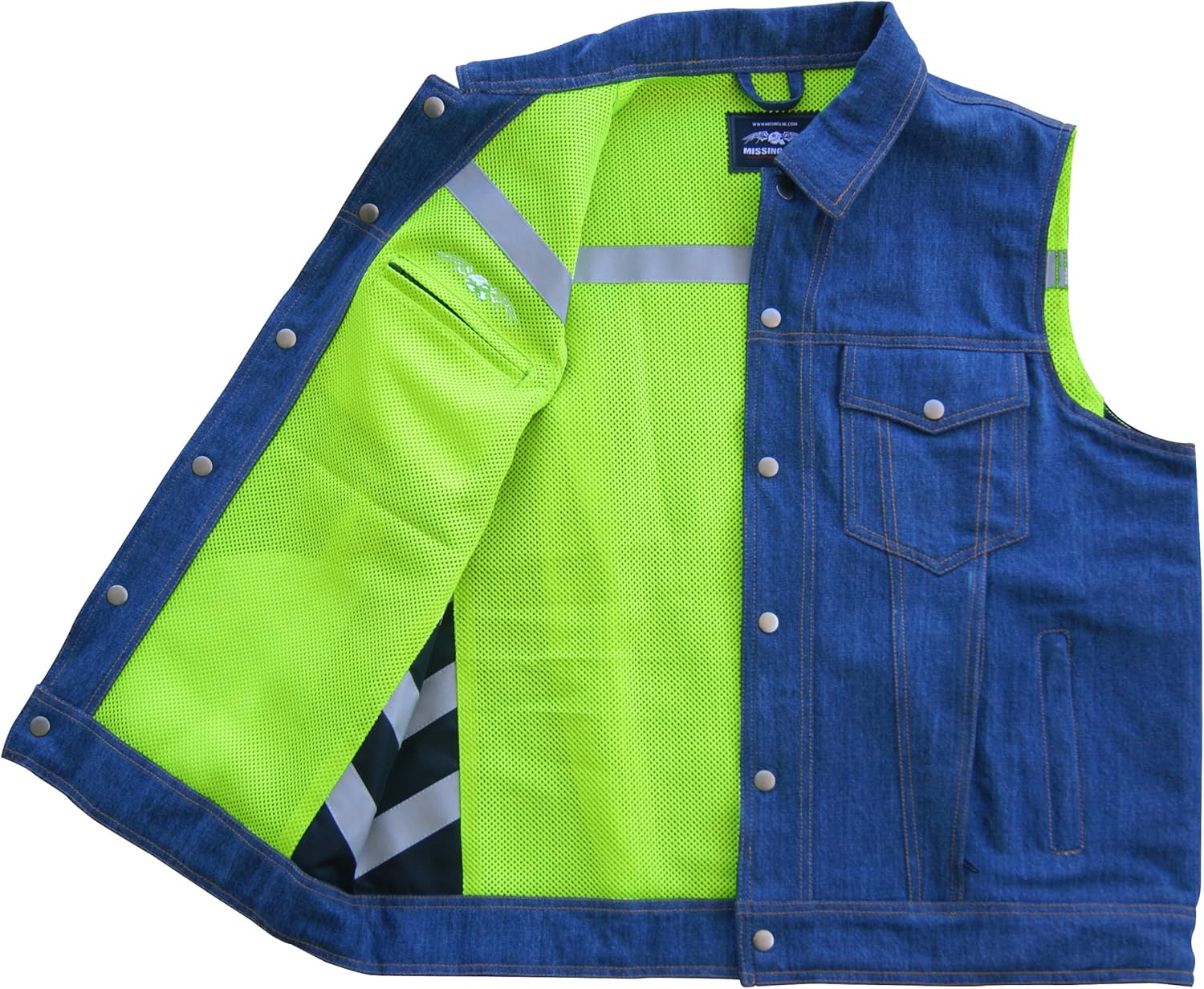 green denim vest