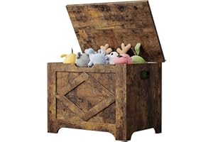 Garvee Wooden Storage Chest Bench for Entryway, Bedroom, Living Room – Safety Hinge – Large Organizer for Toys & Blankets – R