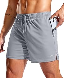 Pudolla Men's Workout Running Shorts with Zipper