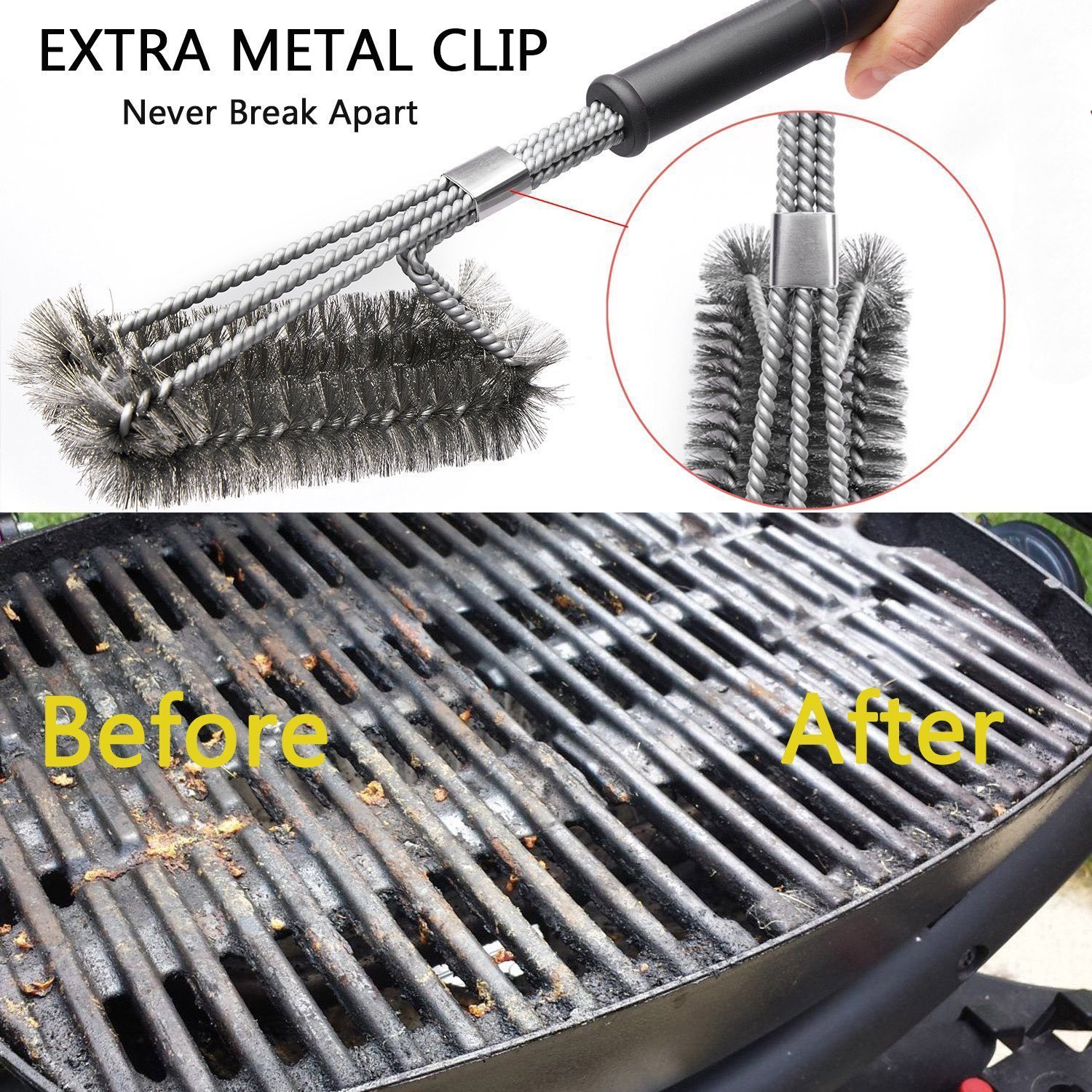 Grill Brush,Grilling Accessories Barbecue Grill Brush Bristles are Made of Stainless Steel Woven Wire - a Perfect Gift for All Barbecue Lovers