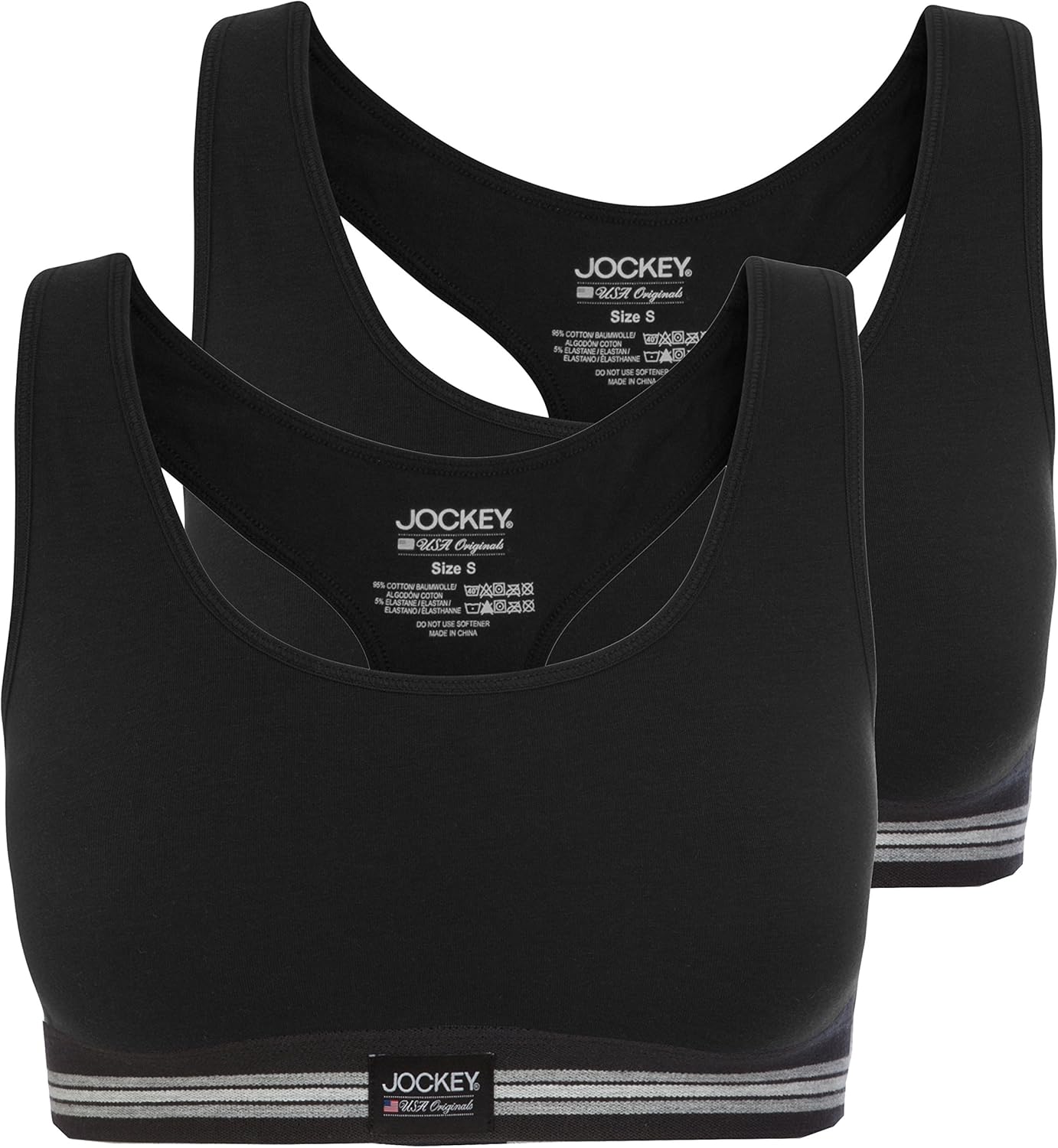 Jockey Womens Cotton Stretch Bralette 2 Pack Black XS Amazon.co.uk