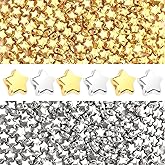Augshy 700Pcs Star Spacer Beads - 6mm Silver & Gold for Crafts, Jewelry Making, Birthday Party, Friendship & Hair Beads