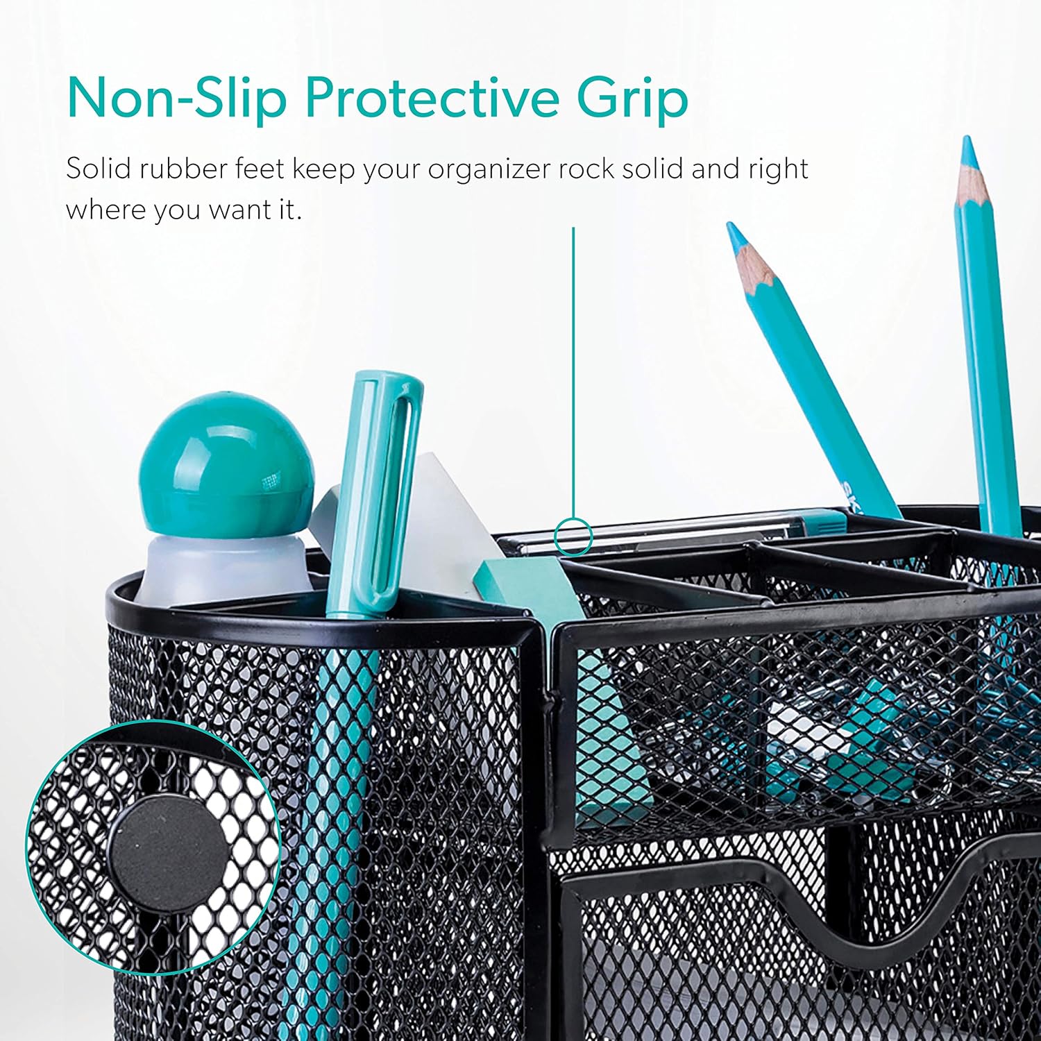 Pen Holder for Desk By Mindspace with 8 Compartments + Drawer| Office Supplies Organizer | The Mesh Collection, Black: Home Improvement