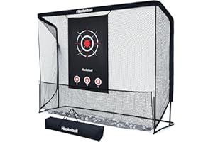 Haokelball Golf Practice Hitting Net for Driving Real Balls, Indoor Chipping Swing Training Nets with Impact Target, 10x7.5ft Heavy Duty Netting with Carry Bag for Backyard Outdoor Use