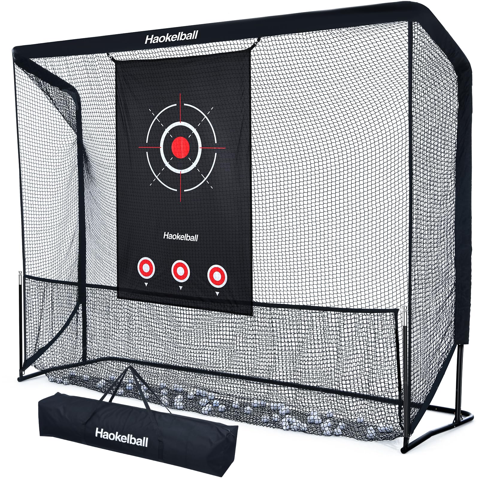 Photo 1 of ***(USED/ UNKNOWN IF MISSING PARTS)***Haokelball Golf Practice Net - 10x7.5ft Hitting Net with Target Cloth for Indoor or Outdoor Use, Heavy Duty with Carry Bag