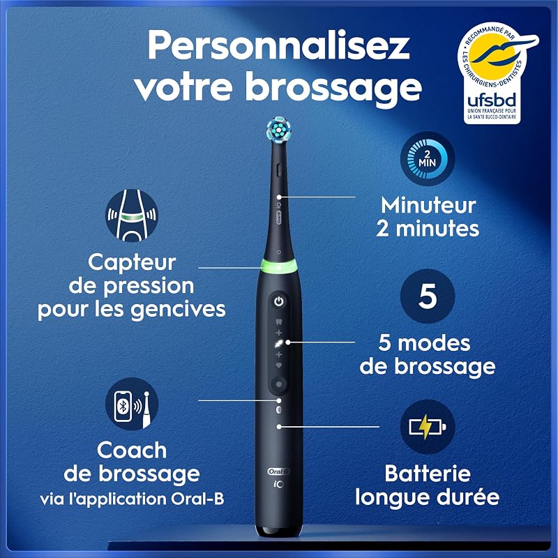 Brosses à Dents Electriques iO 5 Duo, 4 Brossettes, Noire et Blanche