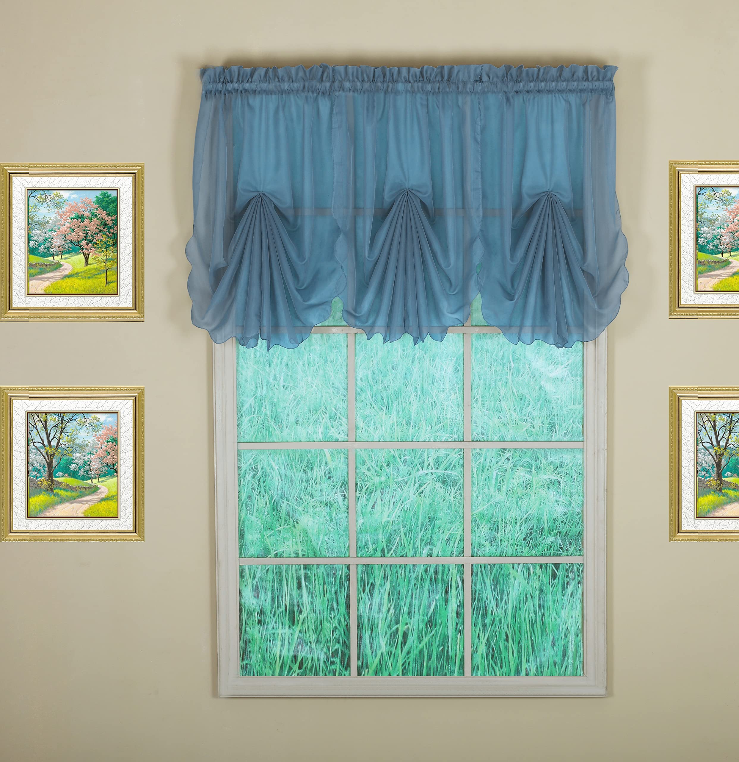 Today's Curtain Emelia Original Voile Fan Insert, Wedge Blue, 30" W x 40" L