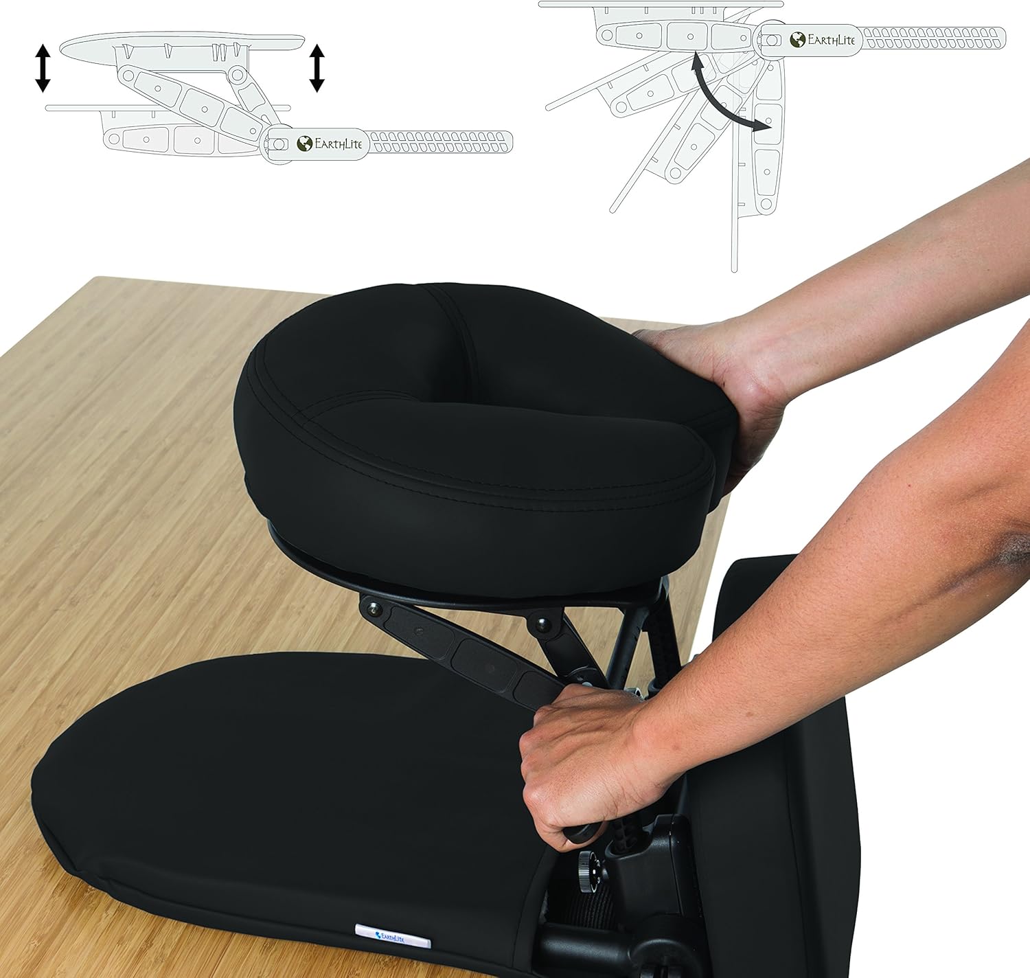 EARTHLITE Massage Kit Travelmate - Ultra-Portable Face Down Tabletop Massage System perfect for Vitrectomy Recovery & On-The-Go Massage, Black: Sports & Outdoors