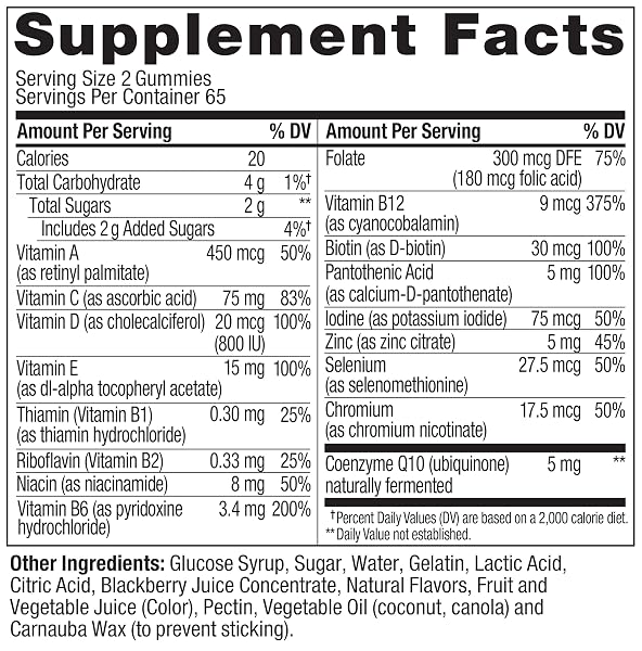 OLLY MEN’S MULTI GUMMIES, SUPPORTS OVERALL WELLNESS,* VITAMINS A, C, D, E, BS & ZINC, BLACKBERRY BLITZ FLAVORED, 65 DAY SUPPLY – 130 COUNT