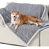 Bedsure Waterproof Dog Blankets for Large Dogs - Pet Blanket for Couch Protector Washable, Premium Jacquard Coral Fleece Cat Throw Blanket, Soft Plush Reversible Furniture Protection, 40"x50", Grey