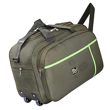 Leather World Fly Fashion Water Proof Green Nylon Unisex Travel Duffle Strolley Bag