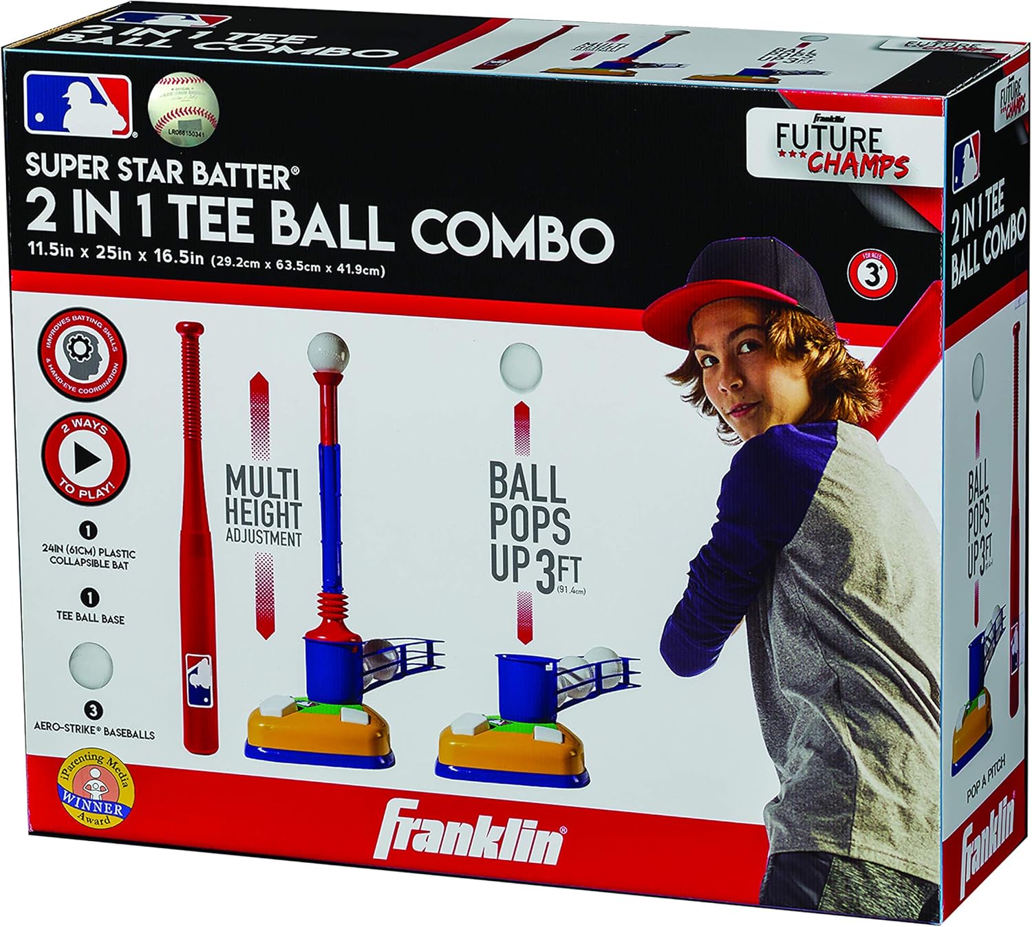 Franklin Sports Kids Baseball Tee - Tee Ball & Pop-a-Pitch Combo - MLB - 2-in-1 Super Star Batter Training Aid: Toys & Games