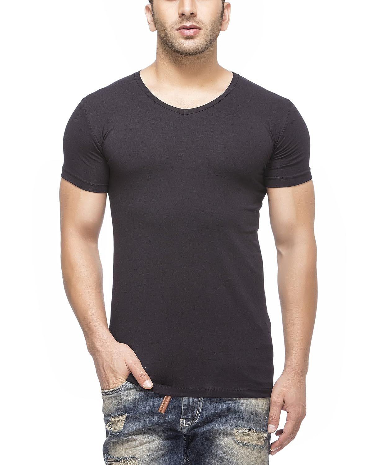tinted men's cotton lycra t-shirt(tj101crh-black-m-$p)