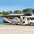 Awnlux Black Motorized Modular Retractable RV Awning Full Set Assemblies for RV, 5th Wheel, Travel Trailers, Toy Haulers, and Motorhome - RV Trailer Awning for Home or Camper - 10x8 Ft - Black Fade
