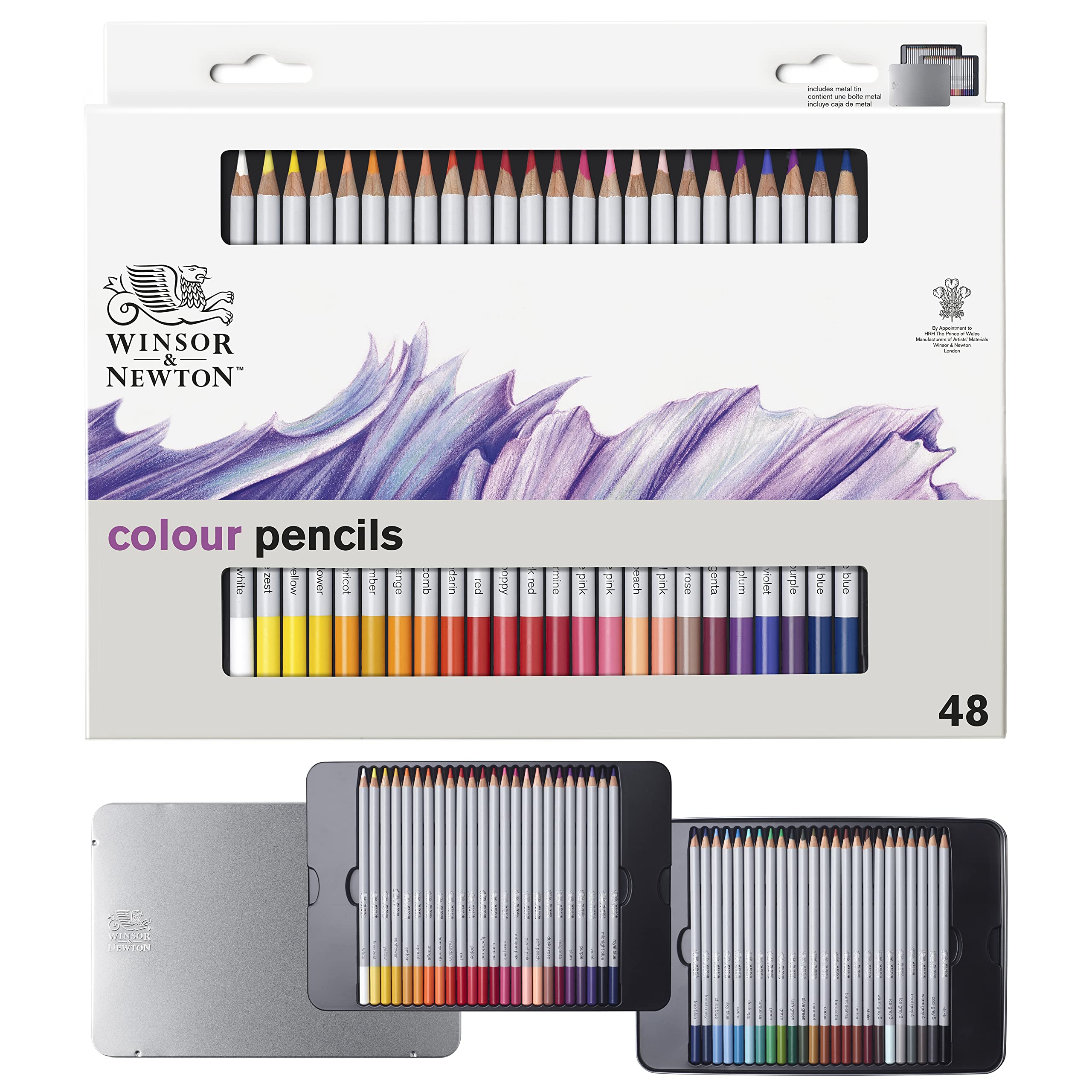 Winsor & Newton Studio Collection Colouring Pencils, 48 Soft Core Drawing Pencils, Premium Artist Quality, for Sketching, Blending, Shading and Layering