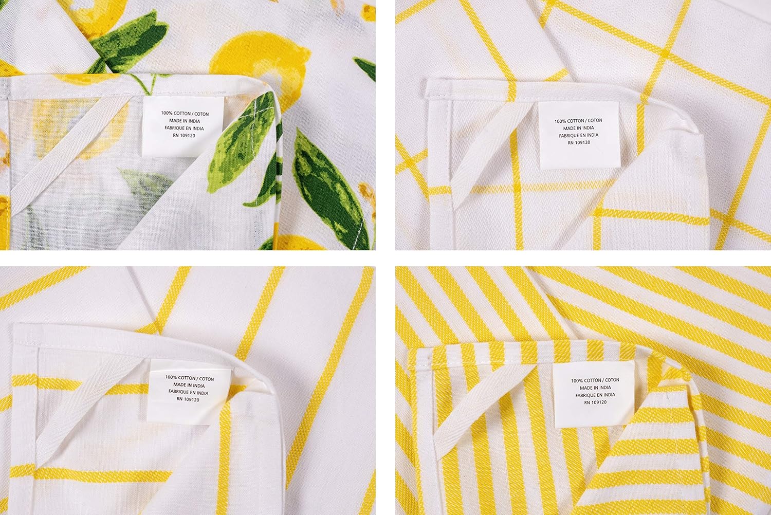 KAF Home Pantry Lemons All Over Kitchen Dish Towel Set of 4, 100-Percent Cotton, 18 x 28-inch: Home & Kitchen