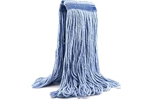 24 oz Cotton Easy Wring Saddle Mop Head Refill, 24 oz Heavy Duty Looped-End String Swinger Style Replacement Mop Head, for Ho