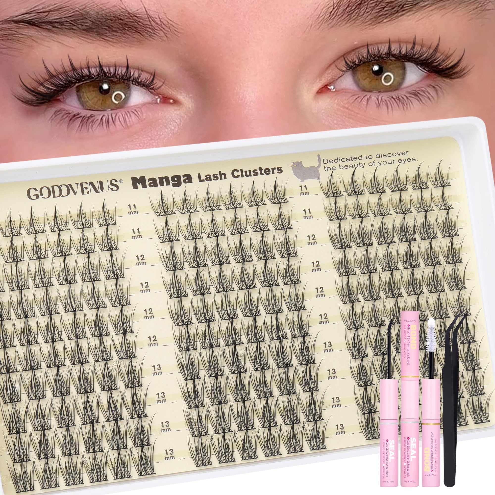 Photo 1 of Natural Lash Clusters Kit Wispy Eyelash Clusters Fairy Cluster Eyelash Extensions Kit C Curl Lash Extension Kit Waterproof Individual Lashes (With Tweezers)