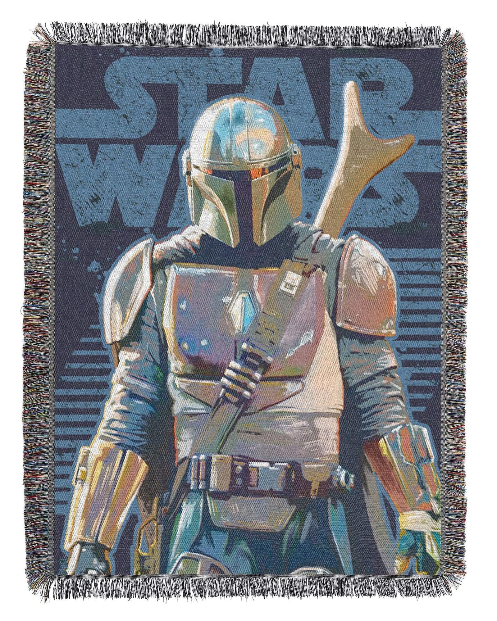 Star Wars The Mandalorian, Alone Metallic Woven Tapestry Throw Blanket, 48" x 60", Multi Color, 1 Count