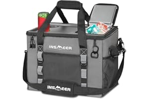 INSMEER Hard Top Soft Cooler with 2 Cup Holders, Large Foldable Cooler Bag - 40L/70 Cans, 100% Leakproof/Insulated/Portable G