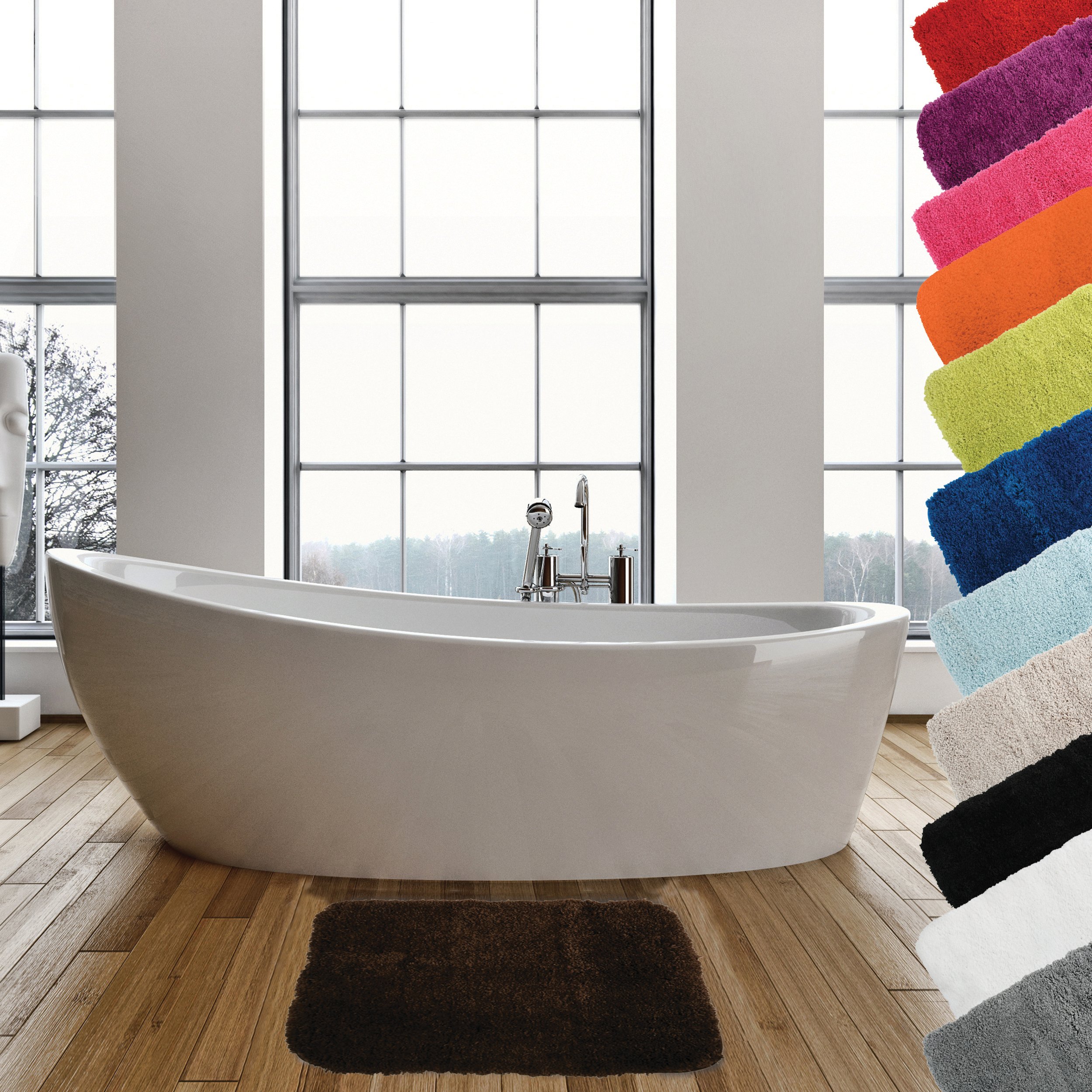 MSV Microfiber Bath Mat, Brown, 70 x 50 cm