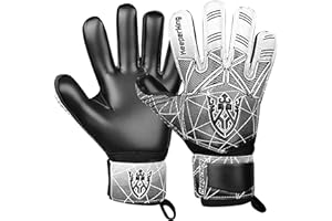 Keeperking Soccer Goalie Goalkeeper Gloves for Kids Boys Youth & Adult,Latex Strong Grip Palms with Removable Finger Spines Protection Children Football Gloves for Training/Match(Sizes 5-10,6 Styles)