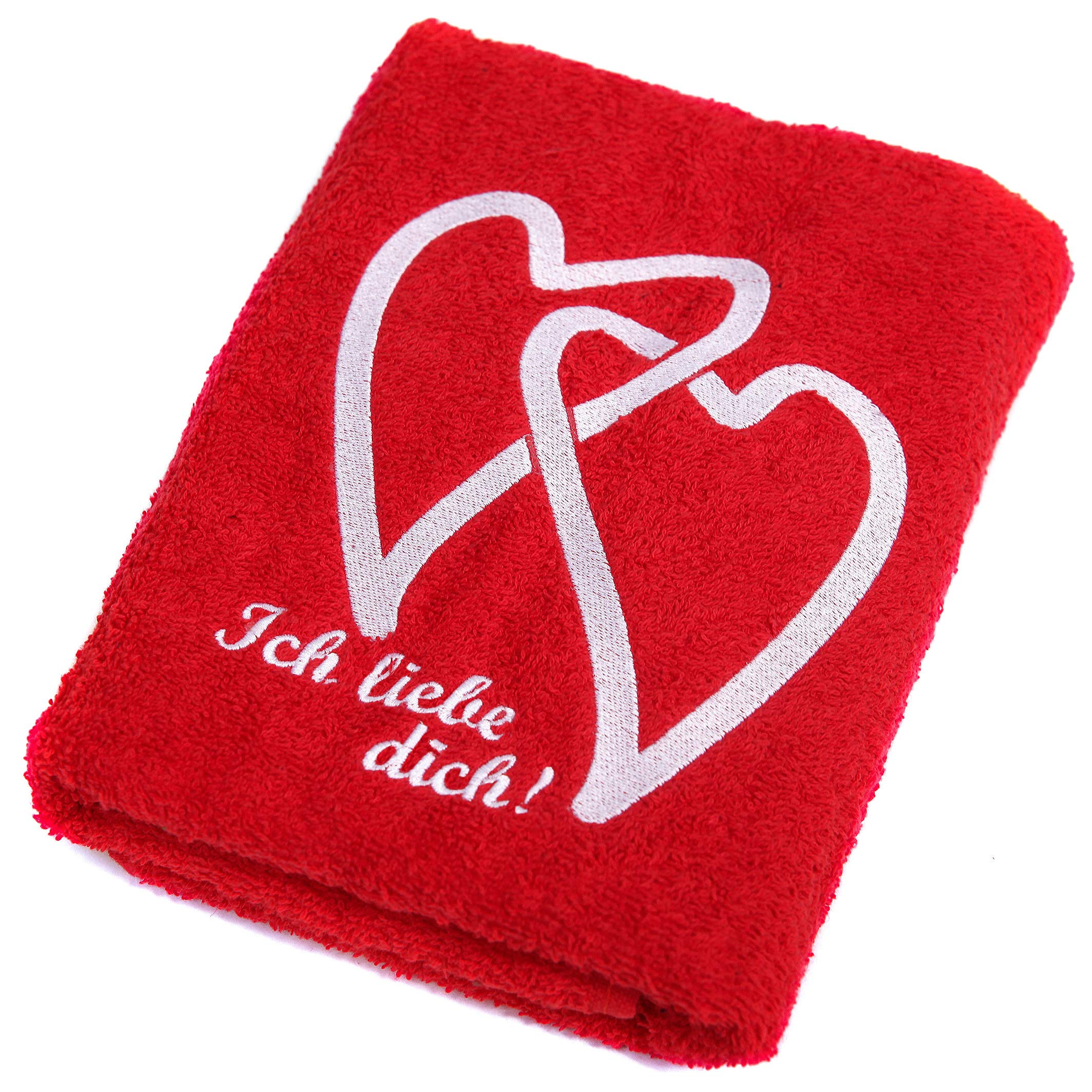 Abc Casa Red towel with hearts I love you romantic gifts for birthday, anniversary, wedding anniversary, Valentine's Day, Mother's Day, Father's Day, for men or women