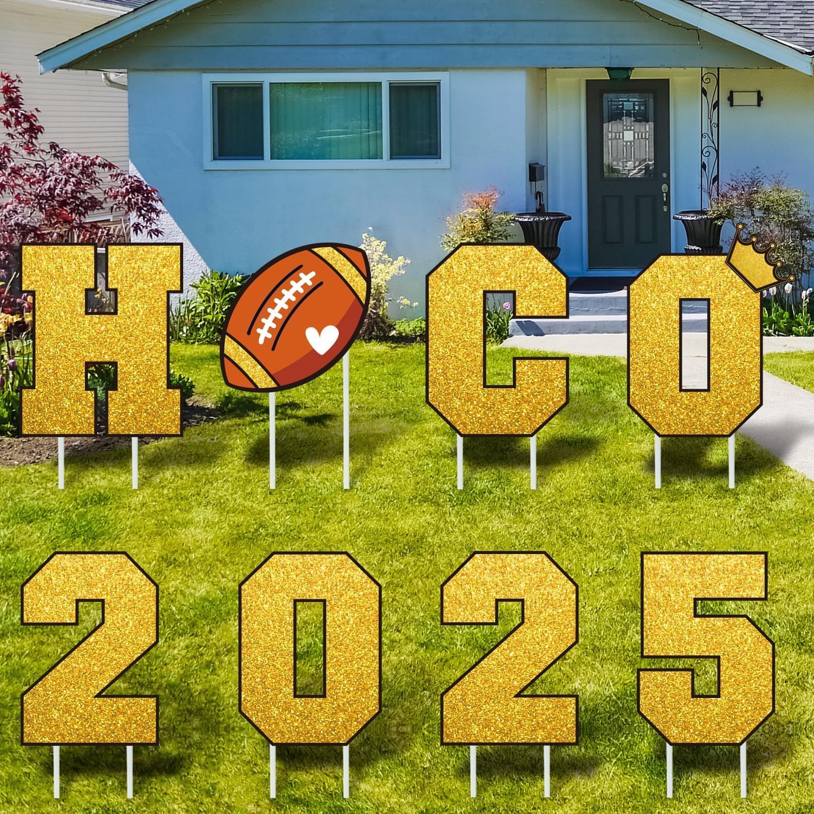 Photo 1 of 8 Pack Homecoming Yard Signs Hoco 2025 Yard Signs with Stakes Hoco Party Decorations Yard Sign Waterproof Lawn Sign for Homecoming Outdoor School Lawn Party Decor Supplies
