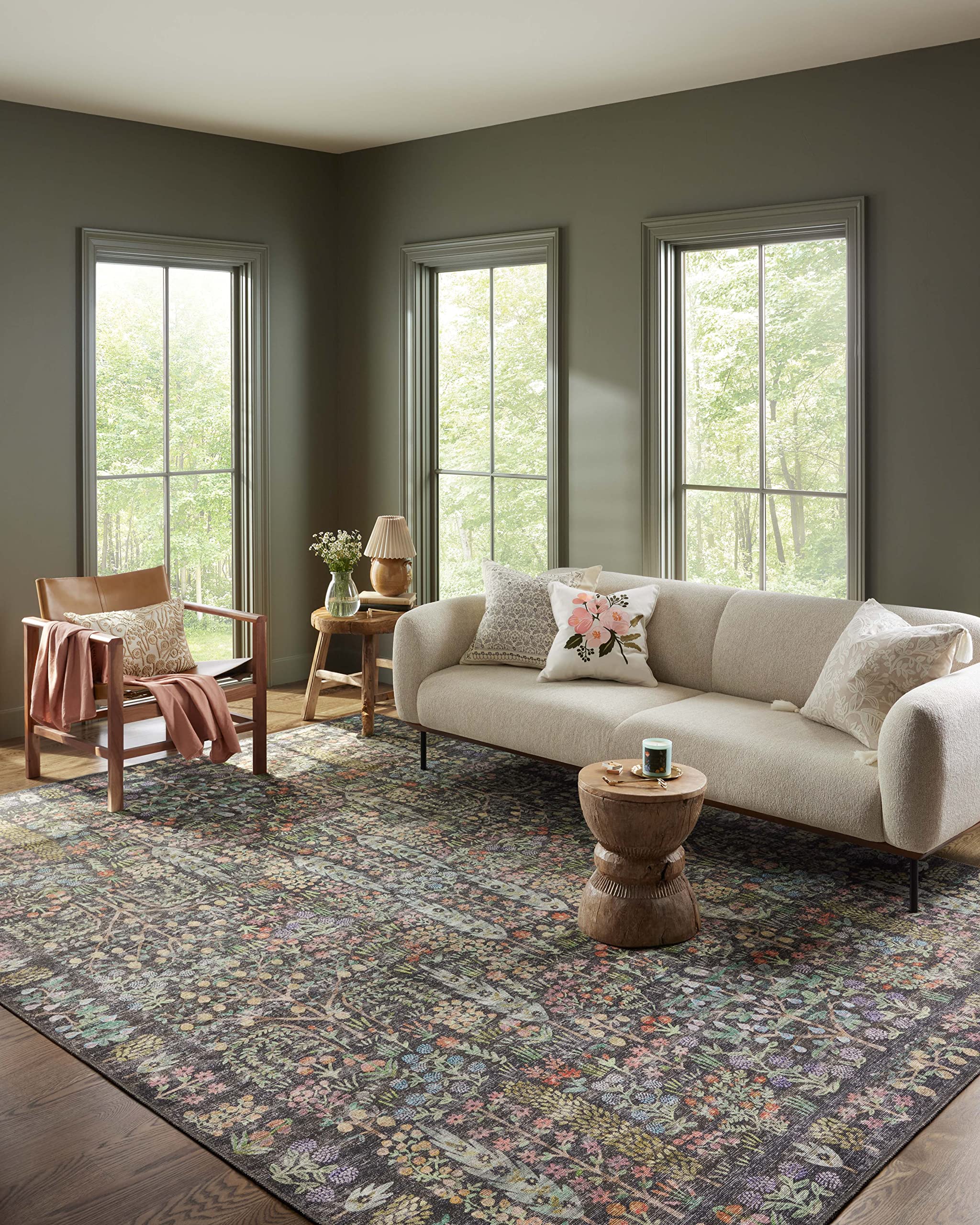 Loloi Rifle Paper Co. Maison Collection MAO-07 Charcoal 7'-6" x 9'-6", .19" Pile Height, Area Rug Image