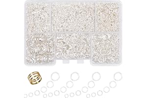 GMMA 1400 Pcs stainless steel jump rings for jewelry making 4mm 6mm 5mm 7mm 8mm 10mm necklace bracelet clasps jewelry making supplies for adults(Silver)