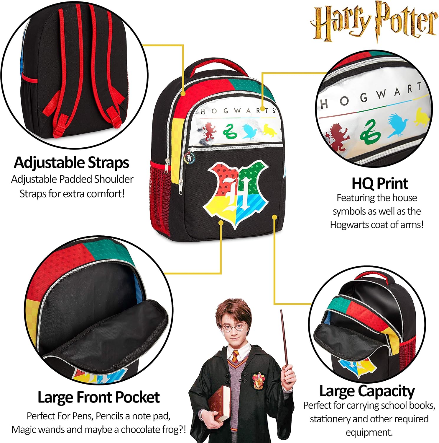Idea Regalo Compleanno Bambini E Ragazzi Elementare Tassoverde Zainetto  Ragazza Con 4 Stemmi Delle Case Di Hogwarts Serpeverde Corvonero Harry  Potter Zaino Scuola Media Grifondoro Superiore Cancelleria e prodotti per  ufficio Cartelle
