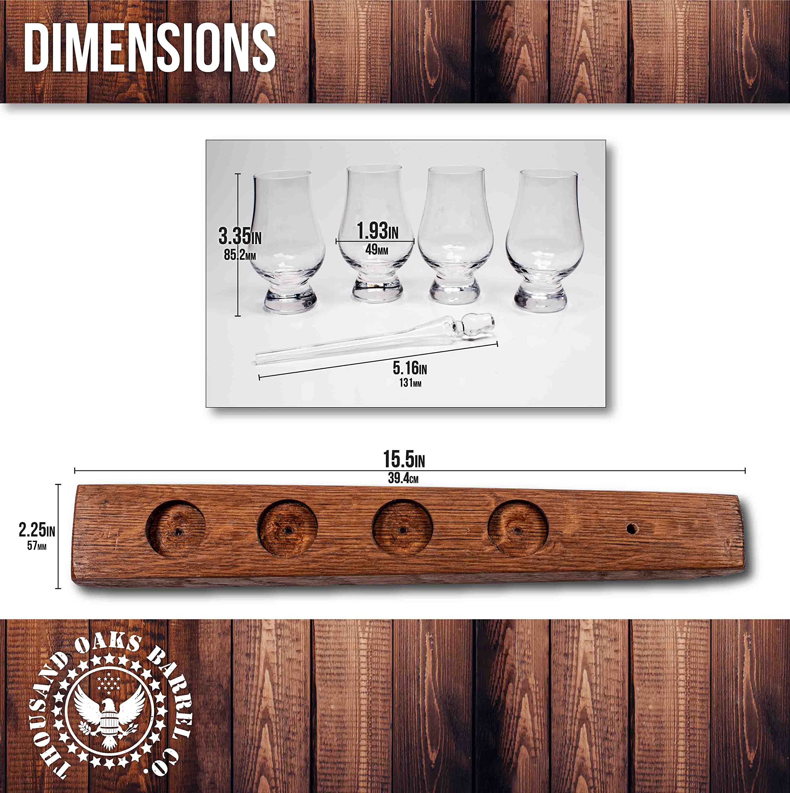 Barrel-Art Barrel Stave - Bandeja Para Servir Whisky De 4 Vasos, Sin